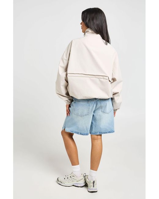 Boohoo Natural Funnel Neck Zip Up Jacket