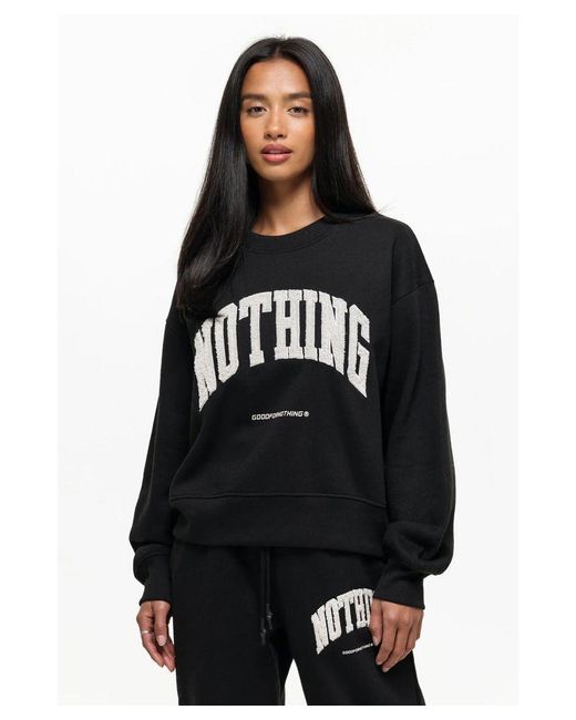 Good For Nothing Black Oversized Cotton Blend Boucle Logo Sweatshirt