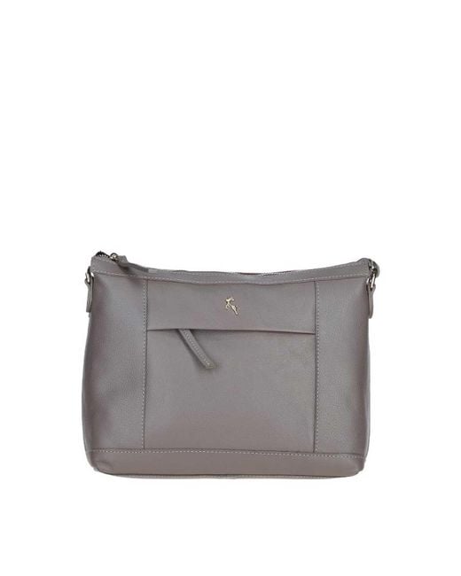 Ashwood Leather Gray 'Windsor' Real Shoulder Bag