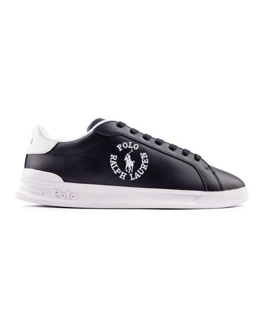 Ralph Lauren Blue Polo Heritage Circle Logo Trainers for men