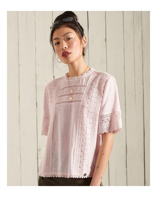 Superdry Pink Annie Lace Top
