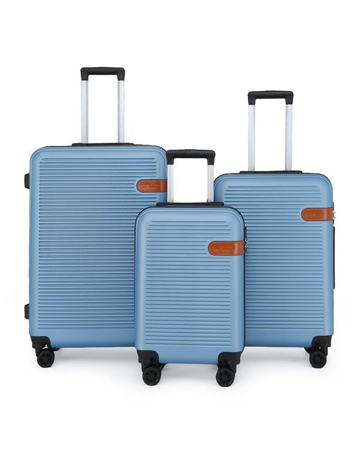 Infinity Leather Blue Hardshell Cabin Suitcase Set Robust Abs Lightweight Luggage Holiday Bag
