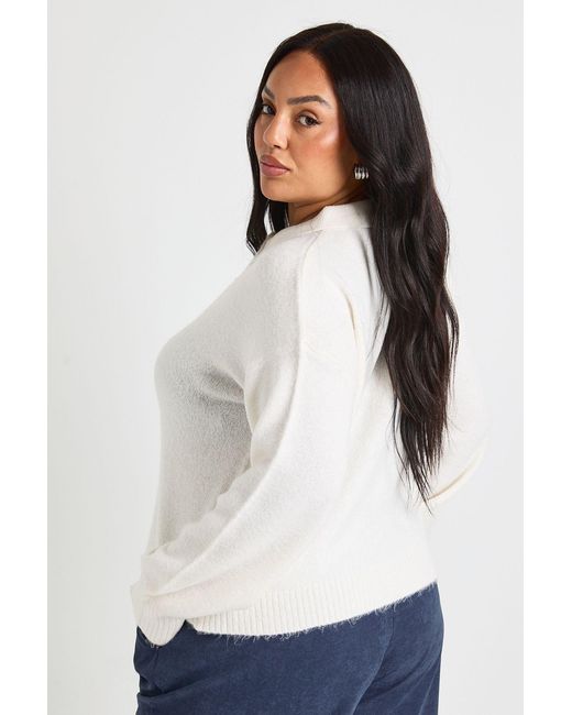 Boohoo White Plus Button Detail Jumper