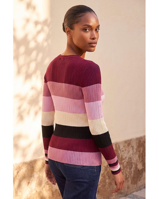 Roman Pink Stripe Scarf Knit Jumper