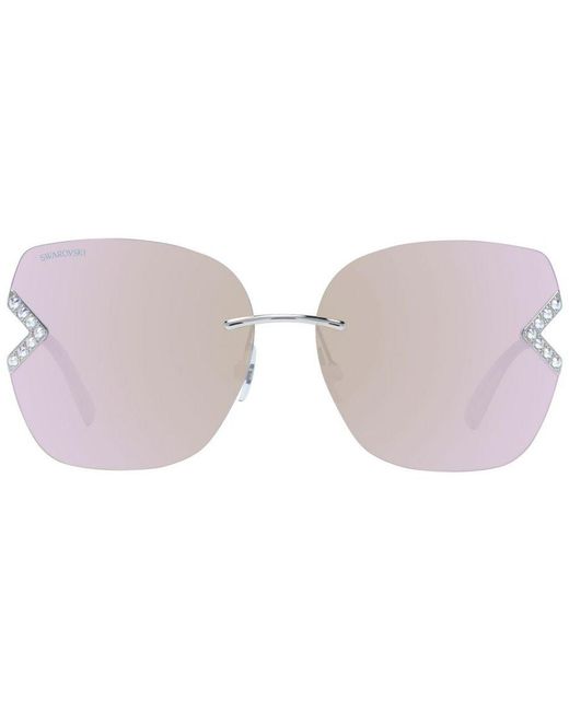 Swarovski Metallic Oval Metal Sunglasses With Mirrored & Gradient Lenses