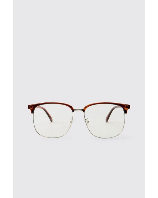 BoohooMAN Black Clear Frame Clubmaster Sunglasses for men