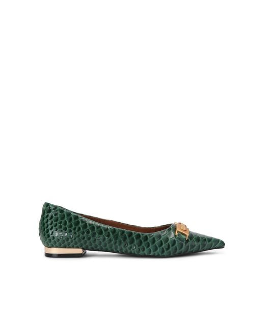 Kurt Geiger Green Kingsley Pointed Flat Ballet Flats