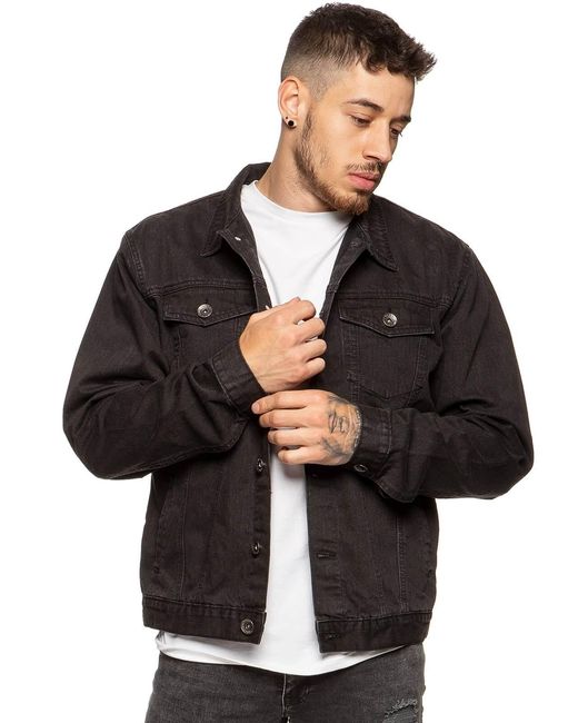 Enzo Black Denim Designer Jacket for men