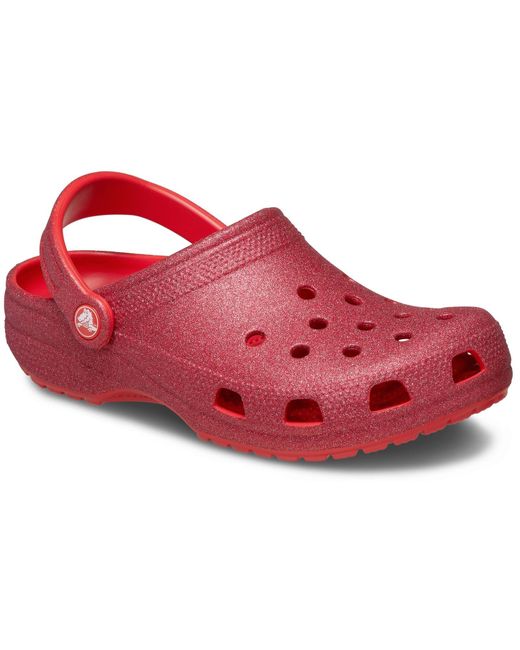 CROCSTM Red Classic Glitter Synthetic Cherry Clogs