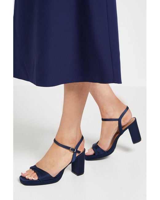 Wallis Blue Daniella Soft Twist High Block Heel Platform Sandals