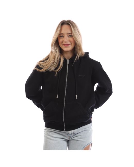 Off-White c/o Virgil Abloh Off White Diagonal Regular Zip-up Hoodie Voor In Zwart in het Black
