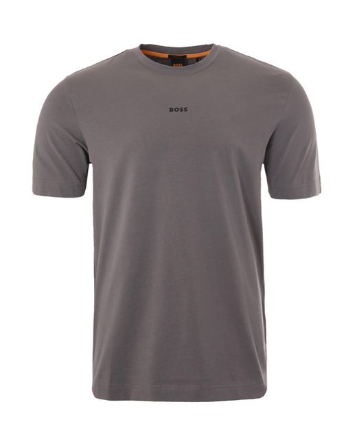Boss Gray Centre Logo Sustainable Relaxed Fit T-Shirt for men
