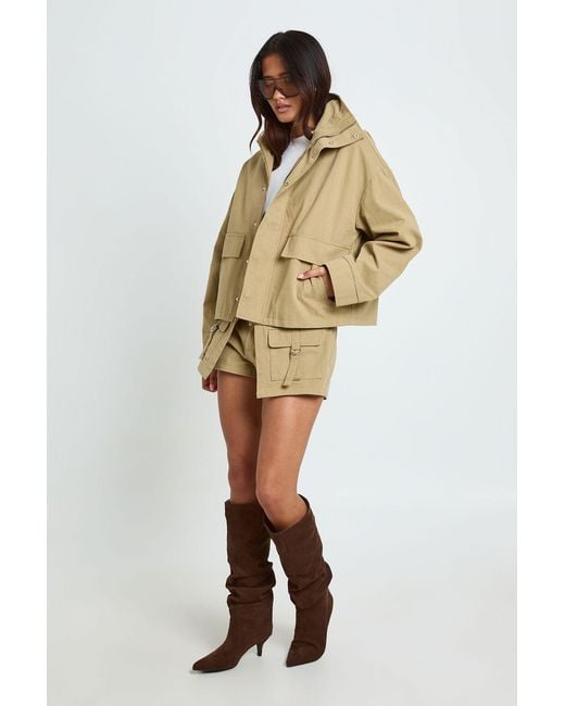 Boohoo Natural Utility Pocket Front Short