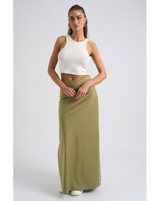 Urban Bliss Green Satin Bias Cut Maxi Skirt