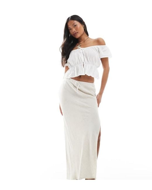 Miss Selfridge White Linen Blend Bias Maxi Skirt