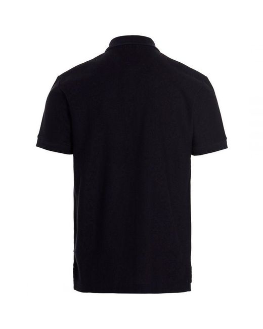 Burberry Blue Branded Circle Logo Coal Polo Shirt Cotton for men