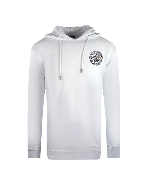 Roberto Cavalli White Circle Logo Hooded Sweatshirt for men