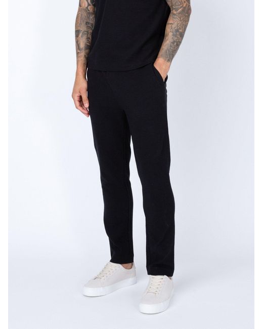 Luke 1977 Black Mayon Textured Trousers for men