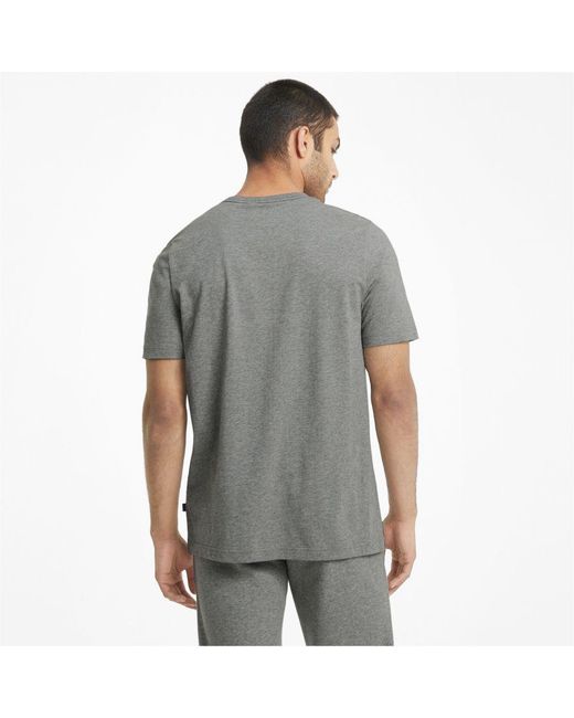 PUMA Gray Essentials Logo T-Shirt for men