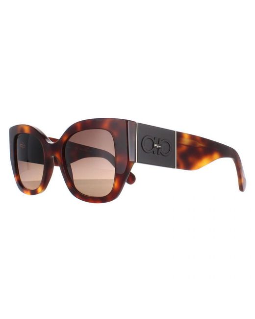 Ferragamo Brown Square Classic Tortoise Gradient Sf1045S