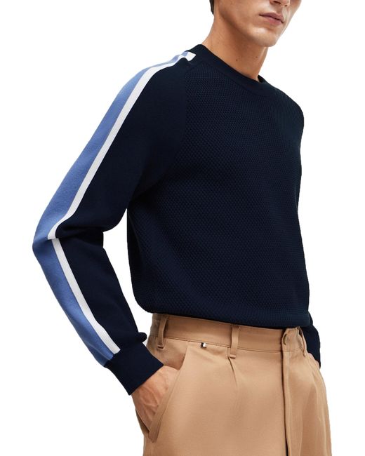 Boss Blue Pontevico Crew Neck Knitwear Dark for men