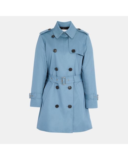 COACH Blue Solid Mid Trench