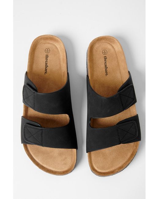 Threadbare Black Faux Suede Two Strap Sandals for men