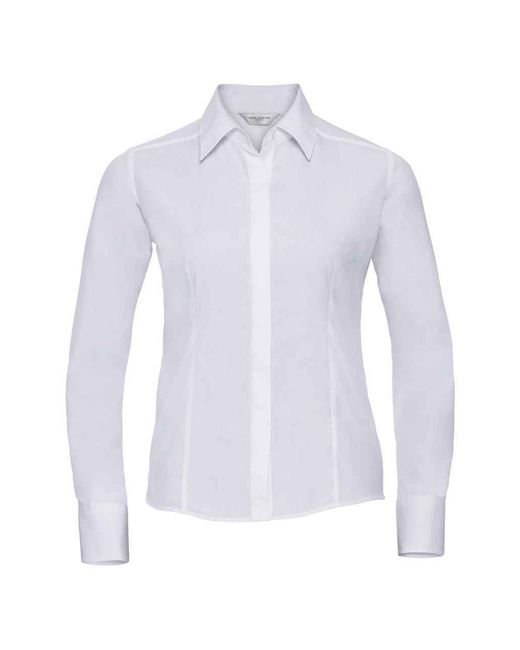 Russell Blue Collection /Ladies Poplin Fitted Long-Sleeved Formal Shirt