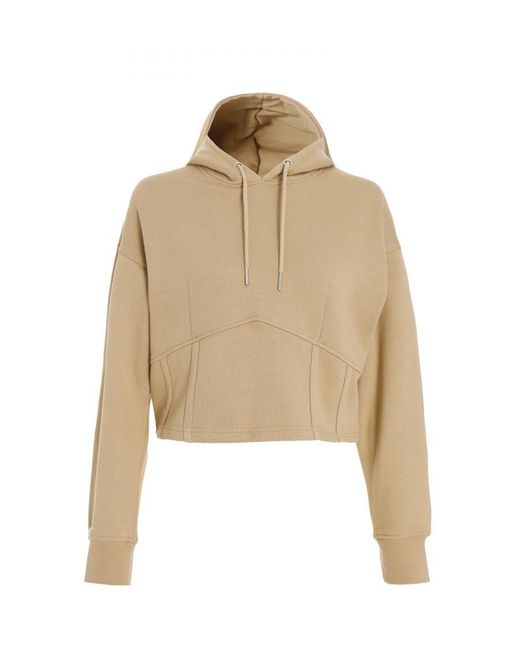 Quiz Natural Cropped Corset Hoodie Cotton