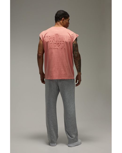 BoohooMAN Pink Training Dept Oversized Embossed Tank for men
