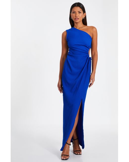 Quiz Blue Royal One Shoulder Midaxi Dress