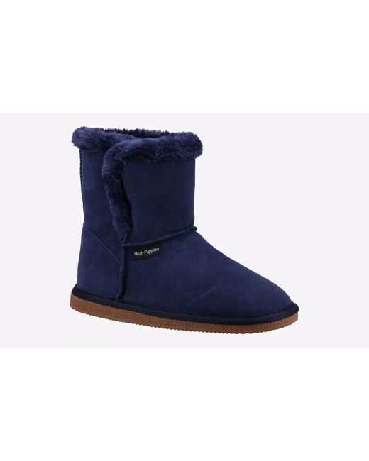 Hush Puppies Blue Ashleigh Memory Foam Slipper Boot