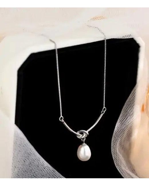 SVNX Black Baroque Oval Pearl Necklace