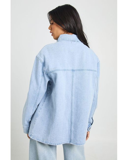 Boohoo Blue Denim Shacket