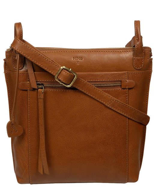 NiNa Amora Brown 'Orla' Dark Leather Shoulder Bag