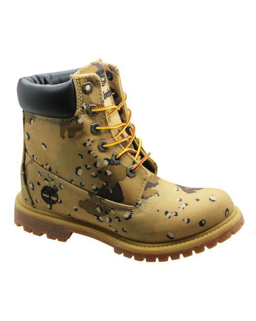 Timberland Green 6 Inch Wedge Boots Camo Camouflage Lace Up 8357B B83B