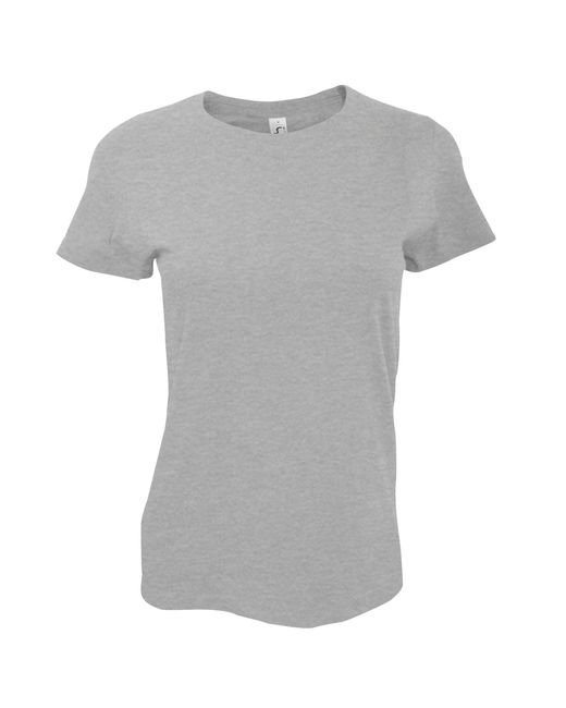 Sol's Gray Ladies Imperial Heavy Short Sleeve T-Shirt Marl) Cotton
