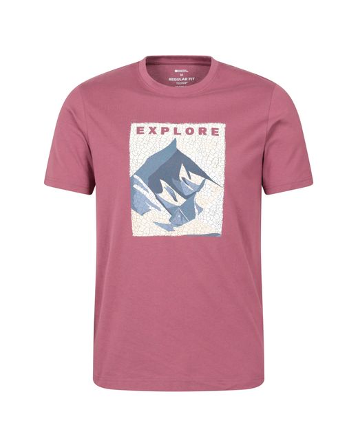Mountain Warehouse Pink 'Explore' Graphic T-Shirt Sun Protection Breathable Everyday Tee Cotton for men