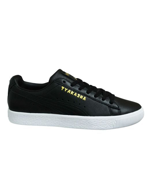 PUMA Black Clyde Tyakasha Leather Low Lace Up Casual Trainers 368070 01 for men