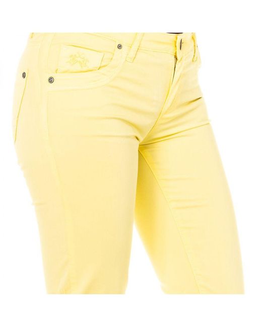 La Martina Yellow Stretch Elastic Pants With Skinny-Cut Hems Lwt006