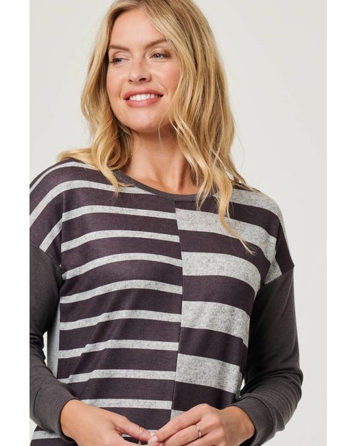 Izabel London Gray Geo Print Drop Shoulder Sweatshirt