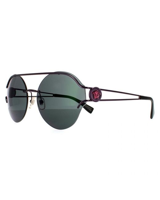 Versace Gray Round Dark Mirrored Sunglasses