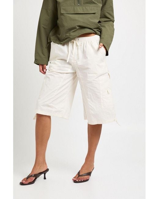 Boohoo White Nylon Pocket Cargo Jort