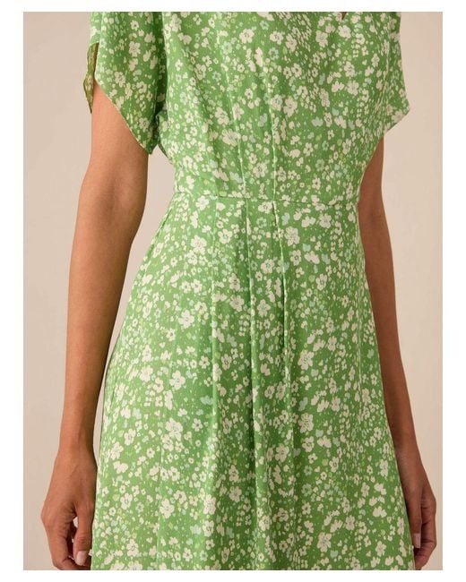 Ro&zo Green Ditsy Print Tuck Waist Midi Dress