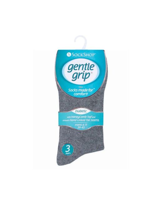 Gentle Grip Blue 6 Pair Multipack Diabetic Sock With Honey Comb Top And Hand Linked Toe Seams for men