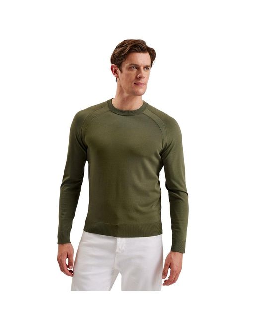 Ted Baker Green Mmk Maywo Ls Saddle Shoulder Crew Neck Jumper for men