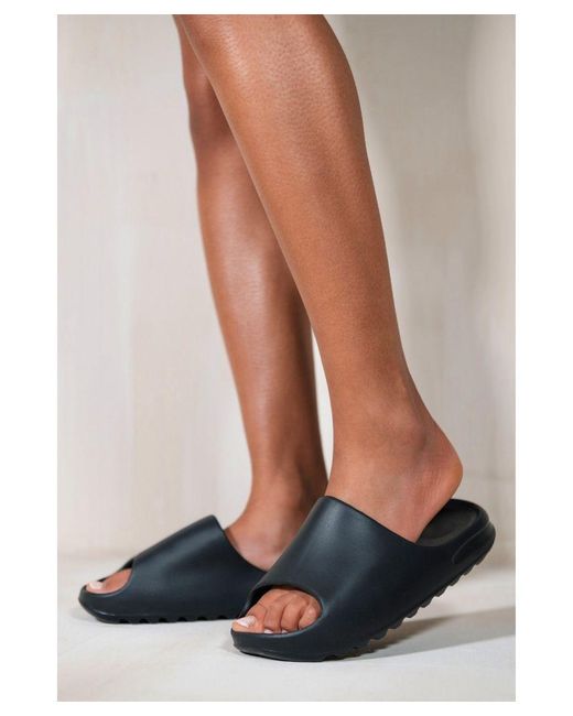 Where's That From Black Kourtney Sliders With Rubber Sole