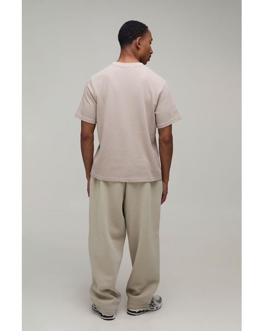 BoohooMAN Natural Essential Regular Fit Waffle T-Shirt for men