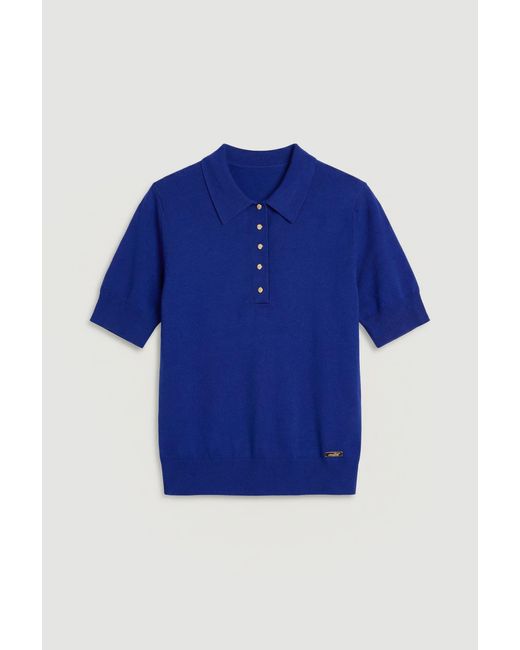 Karen Millen Blue Viscose Blend Collared Polo Top