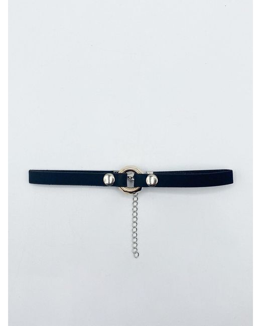 SVNX Blue Faux Suede Choker Necklace With Ring Charm